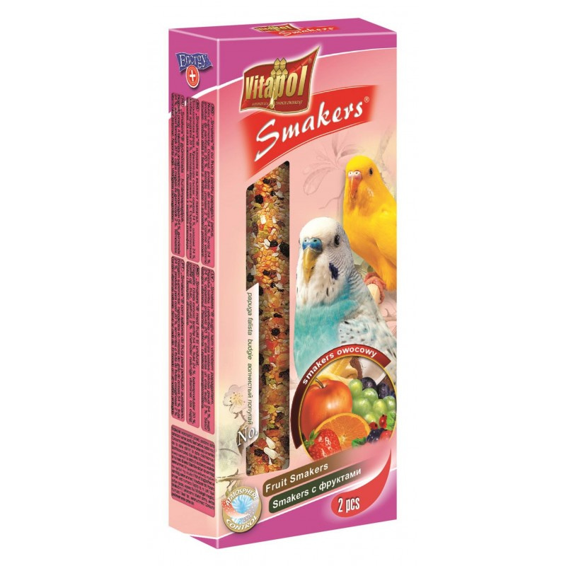 Vitapol Smakers STANDART с фруктами для волнистых попугаев 90г