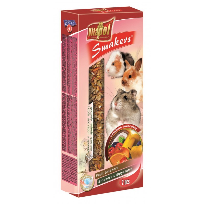 Лакомство для грызунов и кроликов Vitapol Smakers STANDART с фруктами 90г
