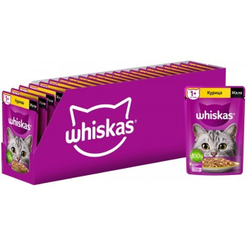 Whiskas консервы для взрослых кошек, Желе с курицей, 75 г