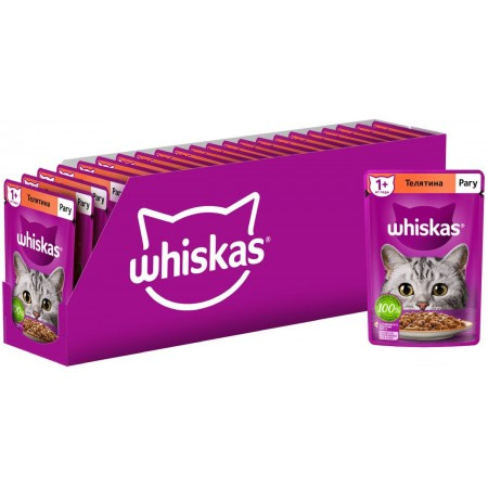 Whiskas консервы для взрослых кошек, рагу с телятиной, 75 г
