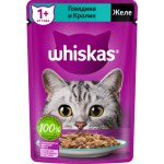 Купить WHISKAS консервы для кошек, желе с говядиной и кроликом, 75г Whiskas в Калиниграде с доставкой (фото 1)