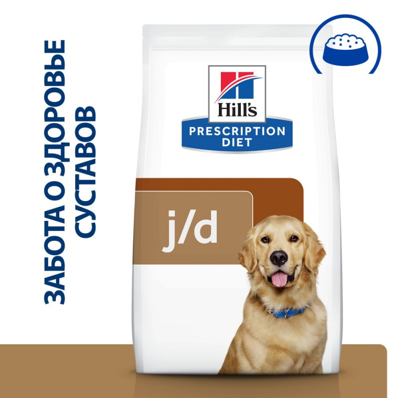Сухой диетический корм для собак Hill's Prescription Diet j/d Joint Care поддержание здоровья и подвижности суставов, с курицей, 2 кг
