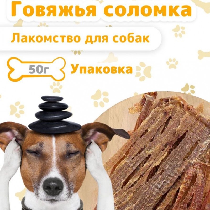 Купить Лакомство для собак ЭКОсушка Говяжья соломка, 50 гр Экосушка в Калиниграде с доставкой (фото)