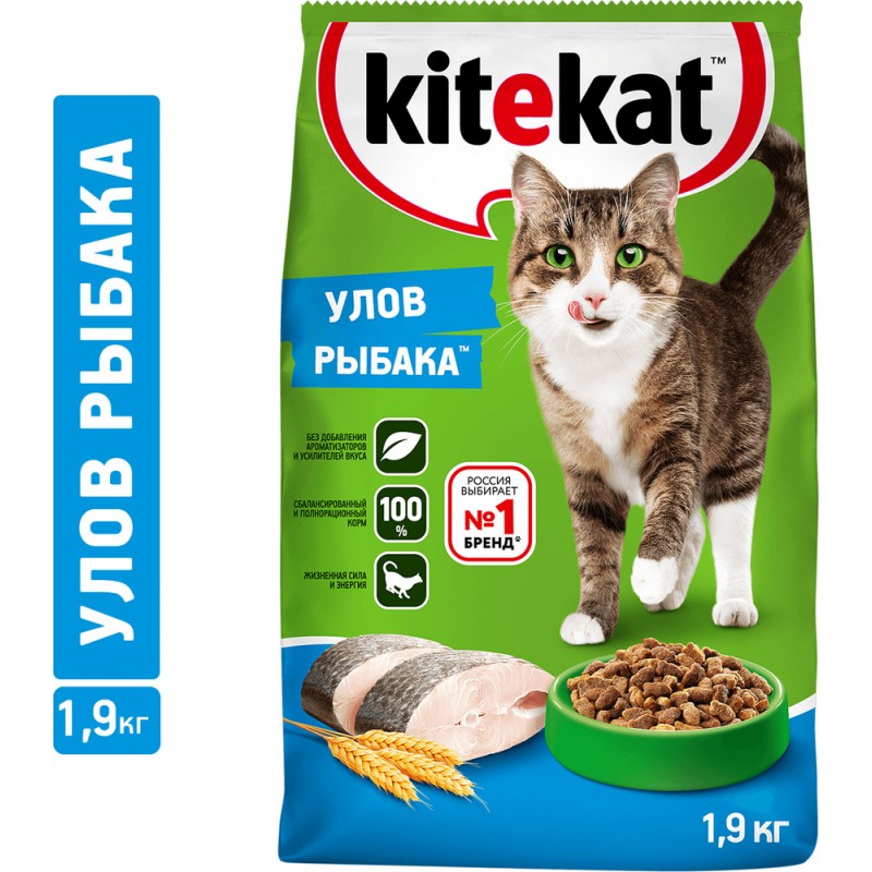 Купить Корм сухой для кошек KiteKat Улов рыбака 1.9кг Kitekat в Калиниграде с доставкой (фото)