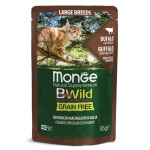 Влажный корм для кошек крупных пород Monge Cat BWild GRAIN FREE паучи из мяса буйвола с овощами 85г