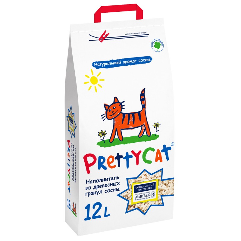 Купить Древесный наполнитель ПРЕМИУМ класса PrettyCat для кошачьих туалетов Wood Granules 4 кг, 12 л PrettyCat в Калиниграде с доставкой (фото)