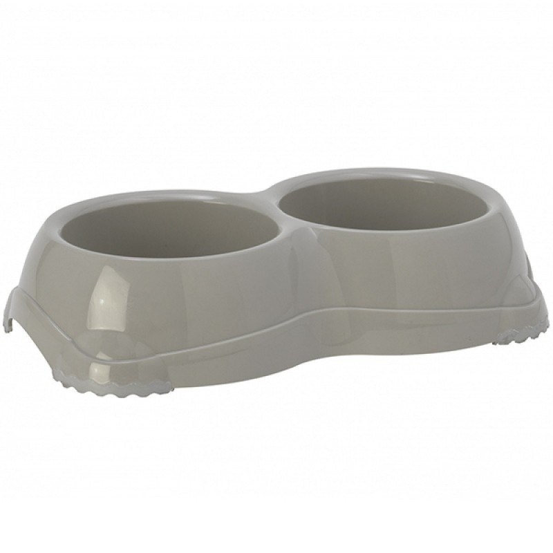 Купить Двойная миска нескользящая Moderna Smarty Bowl для собак и кошек, теплый серый, 2×650 мл, d-14 см Moderna в Калиниграде с доставкой (фото)