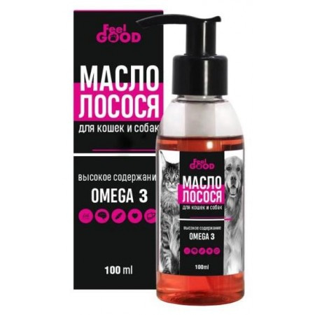 Лакомство масло лосося FeelGOOD Омега-3, для кошек и собак, 100 мл