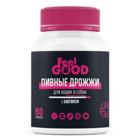 Пивные дрожжи FeelGOOD с биотином для кошек и собак, таблетки, № 60