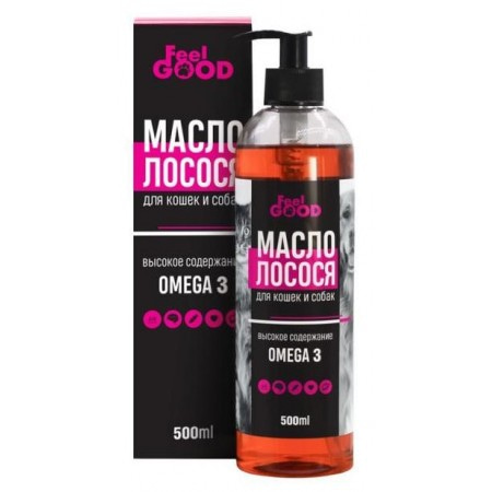 Лакомство масло лосося FeelGOOD Омега-3, для кошек и собак, 500 мл