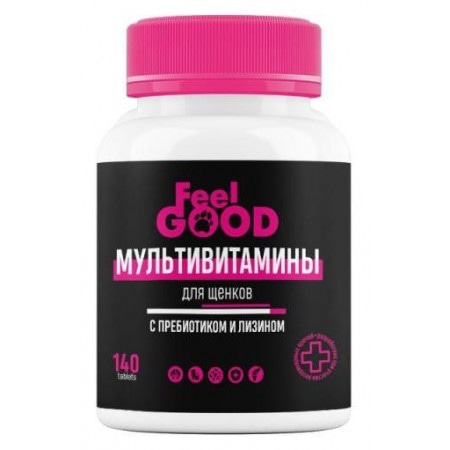 Мультивитамины FeelGOOD с пребиотиком и лизином для щенков, таблетки, № 140