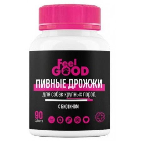 Пивные дрожжи FeelGOOD с биотином для взрослых собак крупных пород, таблетки, № 90