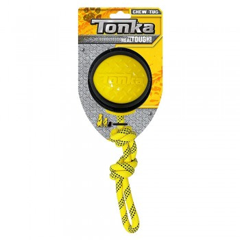 Игрушка для собак Tonka Мяч рифленый с канатом диаметр 10,2 см