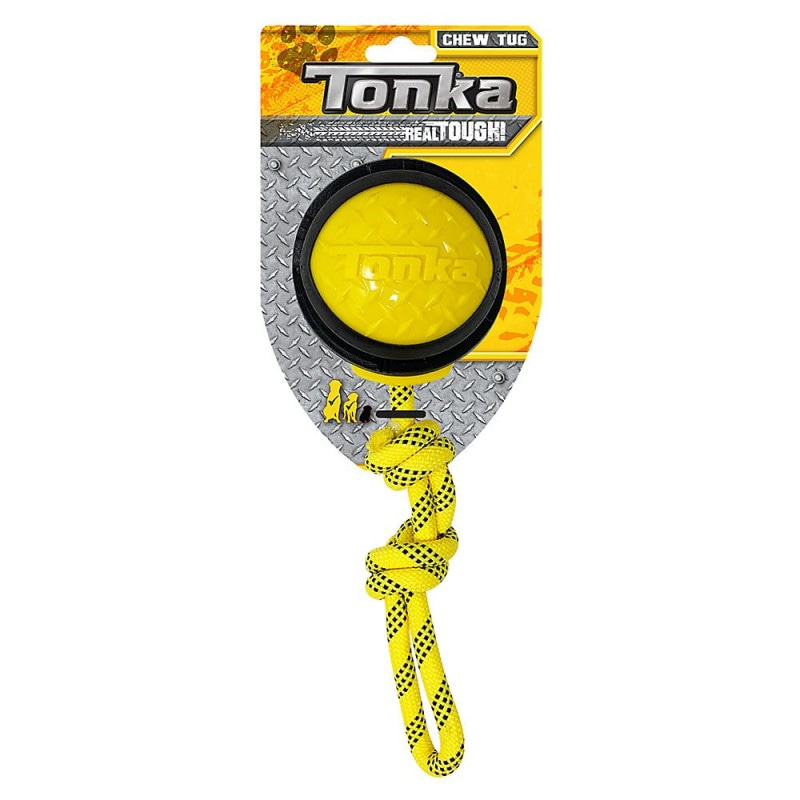 Купить Игрушка для собак Tonka Мяч рифленый с канатом диаметр 10,2 см Tonka в Калиниграде с доставкой (фото)