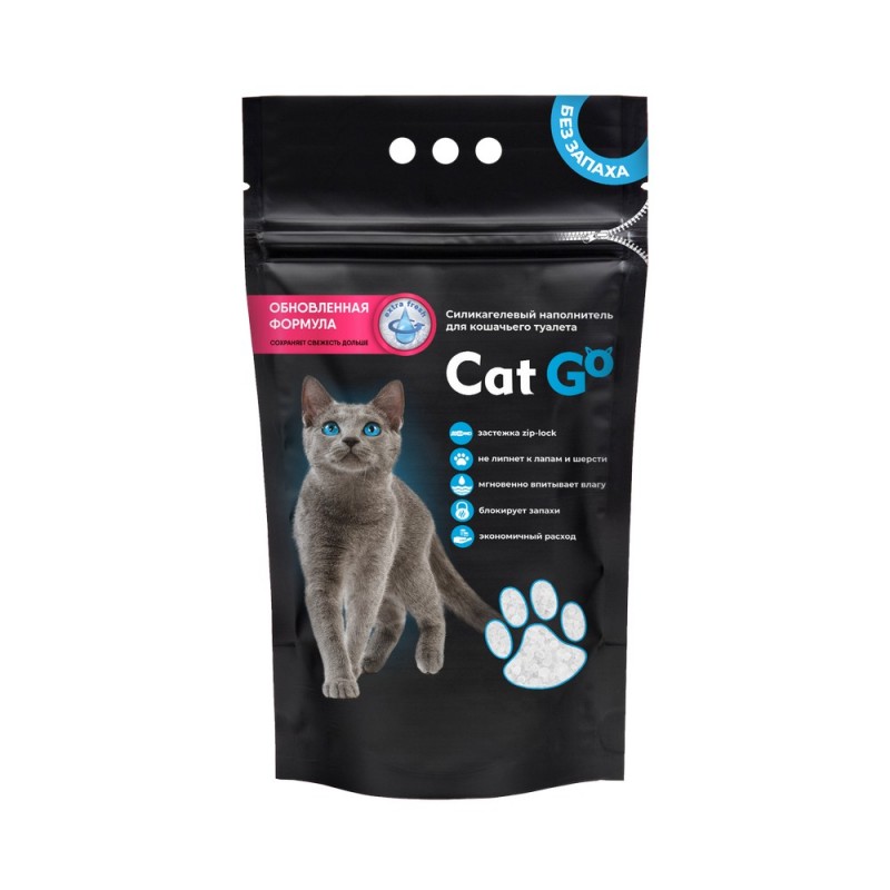 Силикагелевый наполнитель для кошачьего туалета Cat Go EXTRA FRESH, впитывающий, круглый, 3,5 кг (9 л)