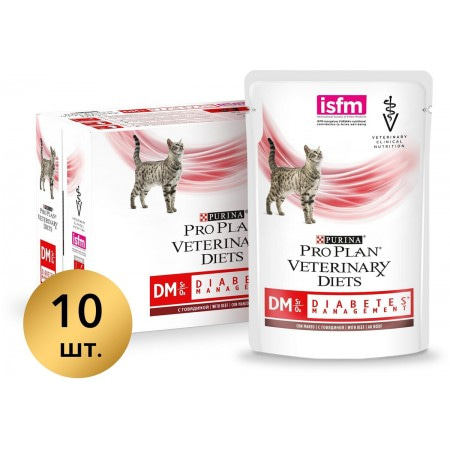 Purina Pro Plan Veterinary Diets DM для кошек с диабетом, говядина, 85 г Purina Pro Plan Veterinary Diets DM для кошек с диабетом, говядина, 85 г