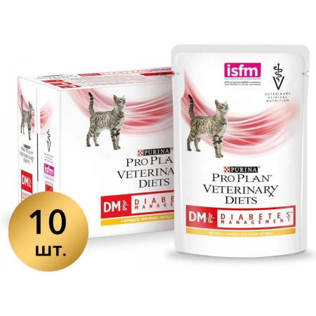 Purina Pro Plan Veterinary Diets DM корм для кошек при диабете с курицей, 85 г Purina Pro Plan Veterinary Diets DM корм для кошек при диабете с курицей, 85 г
