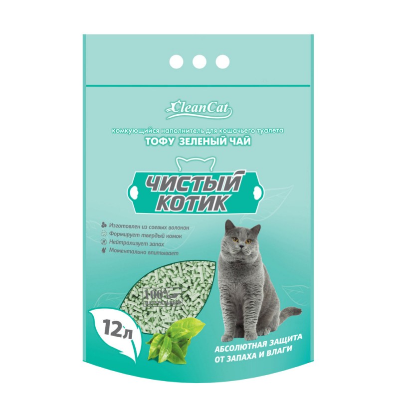 Купить Наполнитель комкующийся Чистый котик ТОФУ зелёный чай, 12 л Чистый котик в Калиниграде с доставкой (фото)