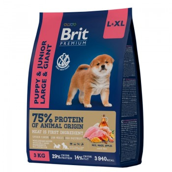 Brit Premium Dog Puppy & Junior Large & Giant с курицей для щенков крупных и гигантских пород 3 кг