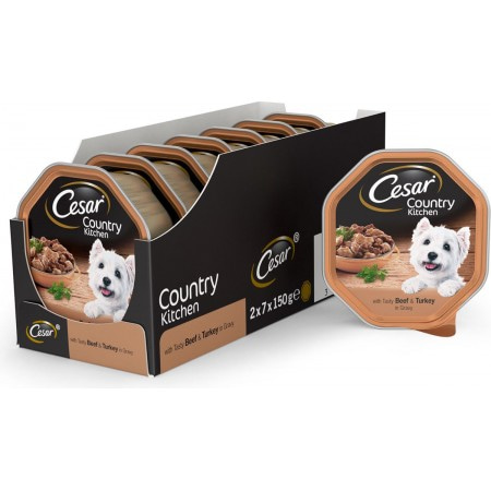 Консервы для собак Cesar Фермерская Кухня, с аппетитной говядиной и индейкой в соусе, 150 г