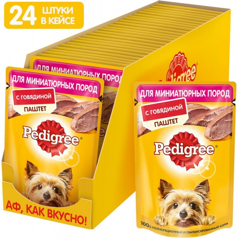 Купить Консервы Pedigree для собак мелких пород от 1 года, паштет с говядиной, 80 г Pedigree в Калиниграде с доставкой (фото)