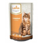 Консервированный корм для кошек Lapka с индейкой в соусе, 85г