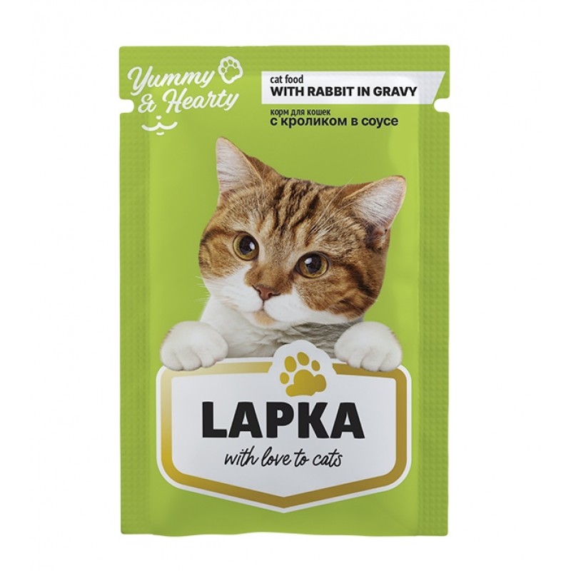 Консервированный корм для кошек Lapka с кроликом в соусе, 85г