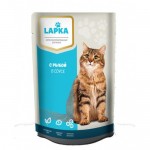 Консервированный корм для кошек Lapka с рыбой в соусе, 85г