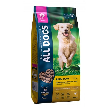 ALL DOGS корм сухой с курицей для собак, 2,2 кг