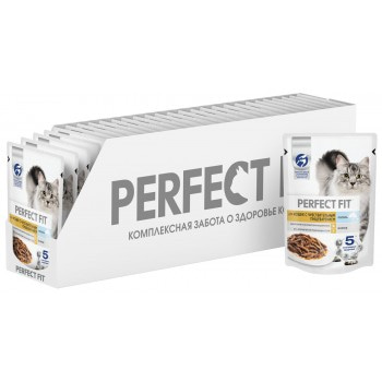 Perfect Fit консервы для кошек с чувствительным пищеварением, с лососем в соусе, 75 гр