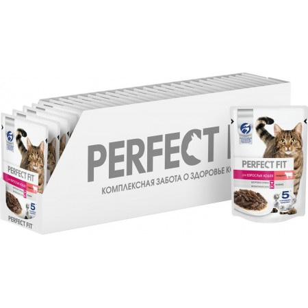 Perfect Fit Adult влажный корм для кошек старше 1 года, с говядиной в соусе 75 гр