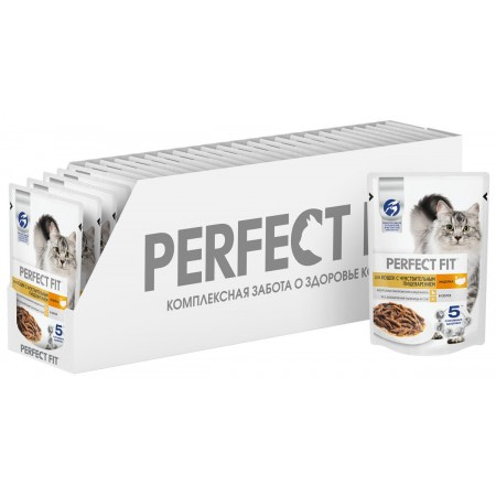 Perfect Fit консервы для кошек с чувствительным пищеварением, с индейкой в соусе 75 гр