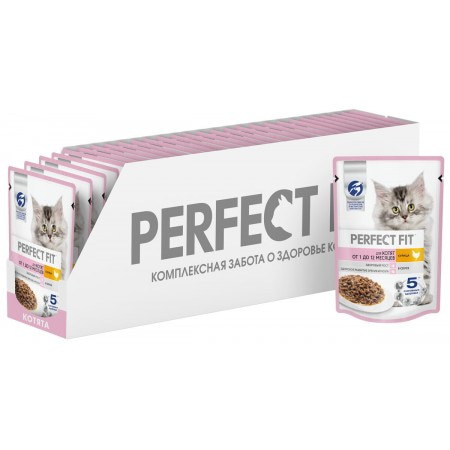Perfect Fit консервы для котят от 1 до 12 месяцев, с курицей в соусе 75 гр