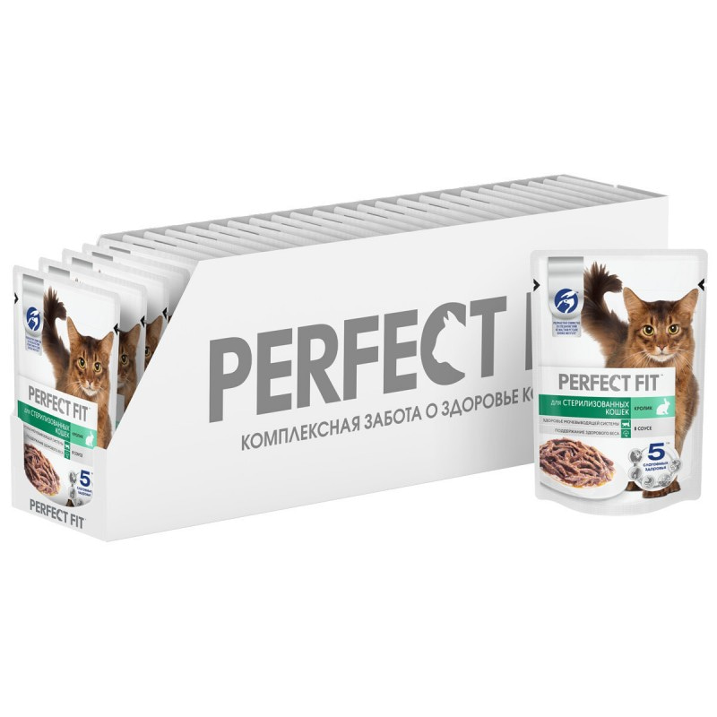 Купить Perfect Fit консервы для стерилизованных кошек с кроликом в соусе, 75г Perfect Fit в Калиниграде с доставкой (фото)