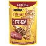 Влажный корм Purina Friskies® для взрослых или стерилизованных кошек, с говядиной и гречкой в подливе, 75 г
