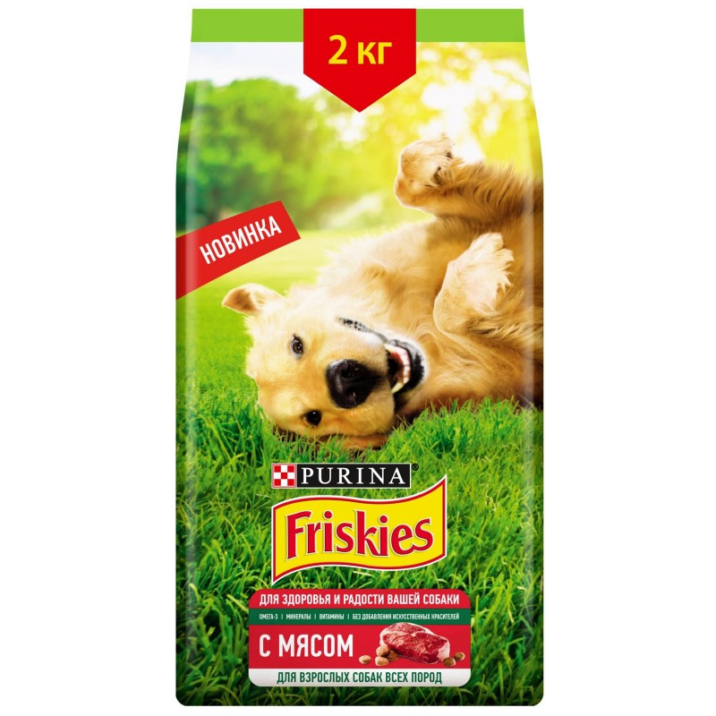 Сухой корм Friskies для взрослых собак, с мясом, 2кг