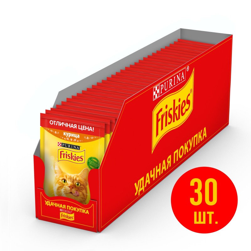 Влажный корм Friskies для взрослых кошек, с курицей в подливе, 50 г