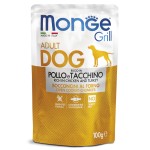 Беззерновой влажный корм для собак Monge Dog GRILL POUCH POLLO e TACCHINO гриль с курицей и индейкой 100 гр
