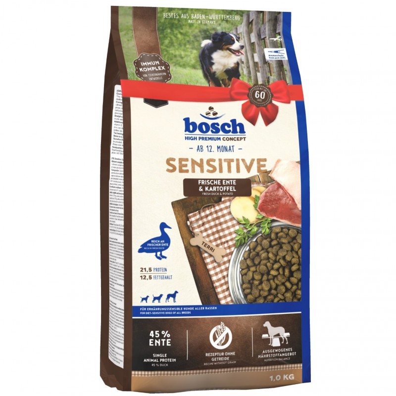 Сухой беззерновой корм Bosch Sensitive с уткой и картофелем для взрослых собак с чувствительным пищеварением и склонных к аллергии 1 кг Сухой беззерновой корм Bosch Sensitive с уткой и картофелем для взрослых собак с чувствительным пищеварением и склонных к аллергии 1 кг