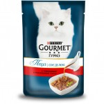 Корм консервированный Purina Gourmet Perle Соус Де-люкс для кошек с говядиной в роскошном соусе, 85 г