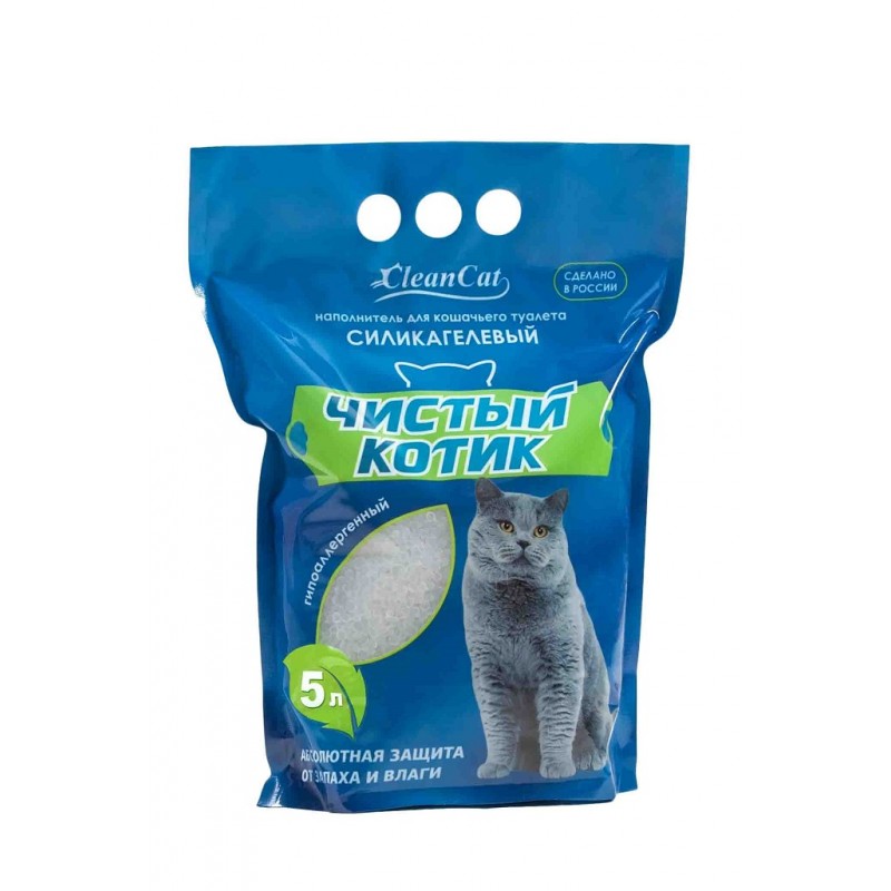Купить Наполнитель силикагелевый Чистый Котик колотый с синими гранулами, 5 л Чистый котик в Калиниграде с доставкой (фото)