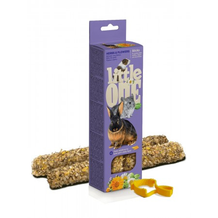 Лакомства Little One Палочки для морских свинок, кроликов, дегу, шиншилл с травами и цветами 110 гр