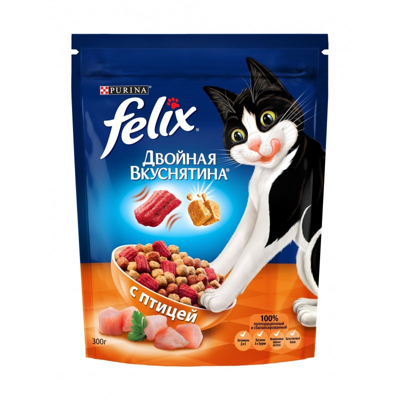 Купить Felix Двойная вкуснятина для домашних кошек, с птицей, 200 гр Felix в Калиниграде с доставкой (фото)