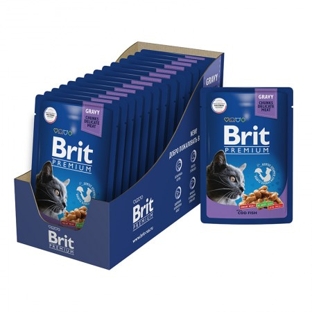 Brit Premium Пауч для взрослых кошек треска в соусе, 85 гр