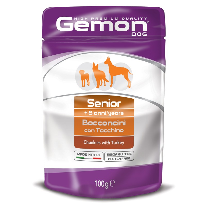 Влажный корм для пожилых собак Gemon Dog Senior Pouch кусочки индейки 100г