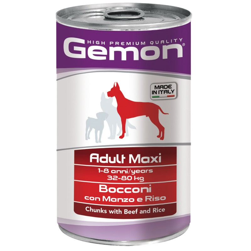 Влажный корм Gemon Dog Maxi для собак крупных пород кусочки говядины с рисом 1250г