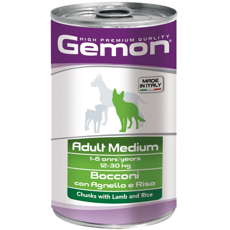 Влажный корм Gemon Dog Medium для собак средних пород кусочки ягненка с рисом 1250г