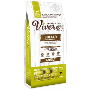 Низкозерновой монобелковый корм Vivere Low Grain Medium с буйволом для собак средних пород 12 кг