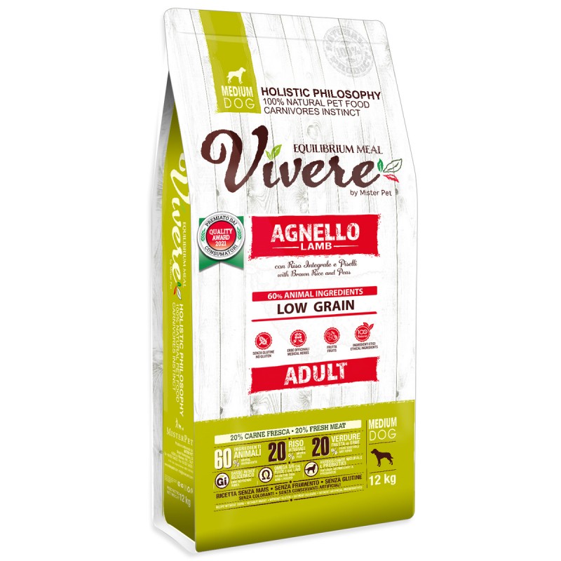 Купить Низкозерновой монобелковый корм Vivere Low Grain Medium с ягнёнком для собак средних пород 12 кг Vivere в Калиниграде с доставкой (фото)