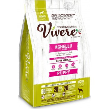 Низкозерновой монобелковый корм Vivere Low Grain Medium с ягнёнком для щенков средних пород 12 кг